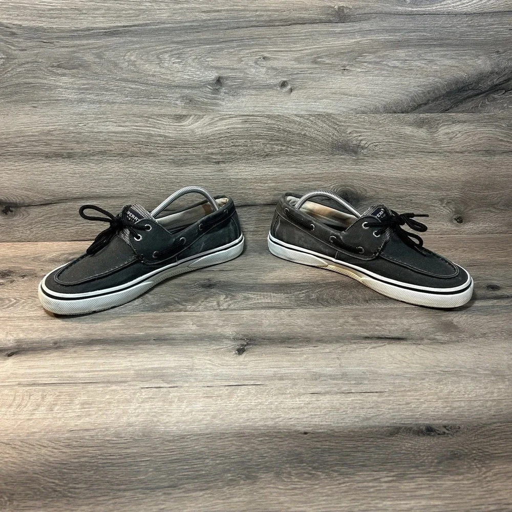 Sperry Top-sider Bahama Boat Shoes Men's 9 M Gray/black Canvas Beach